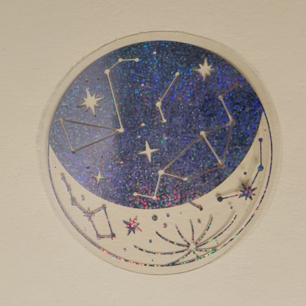 HOLOGRAPHIC Celestial Constellation Crescent Moon WATERPOOF Sticker